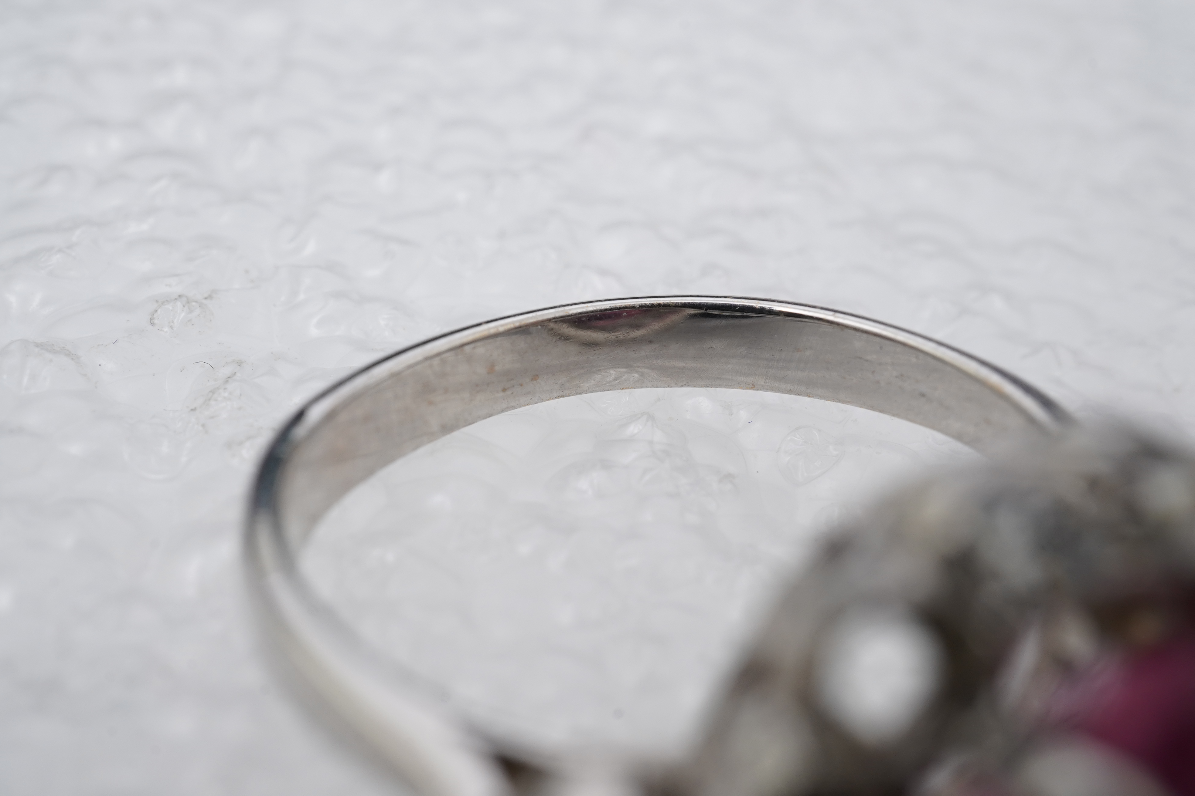 A pink tourmaline and diamond ring